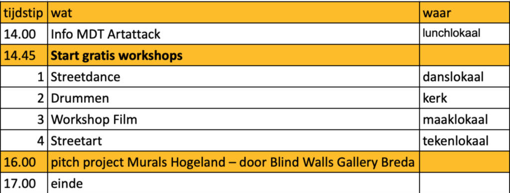 Programma woensdag 23 feb